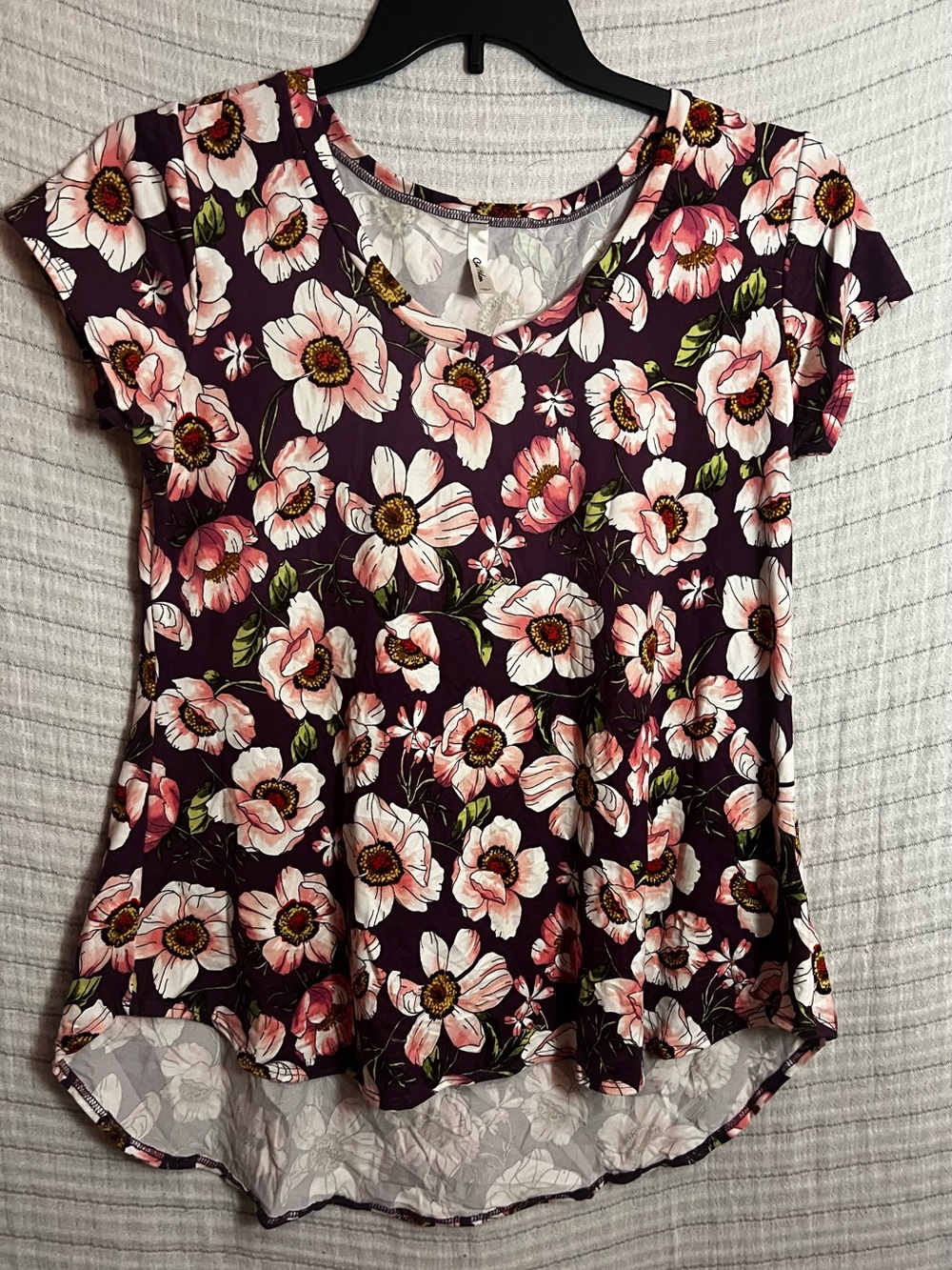 Cool Melon Floral Short-Sleeve Blouse - Purple/Pink